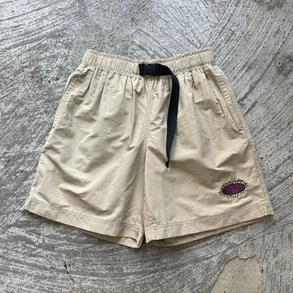 Neutral Beige Elastic Waist Shorts - Picture 1 of 4